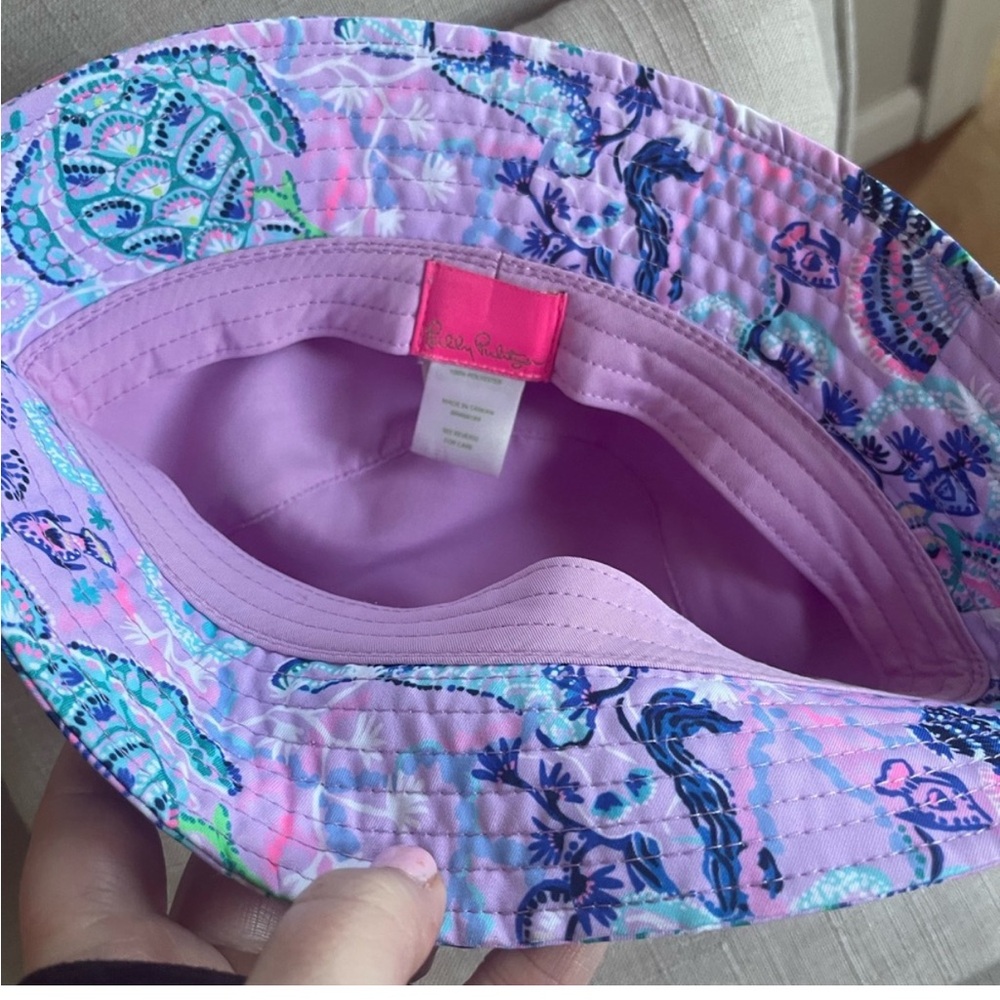 Lilly Pulitzer Pink and Blue Paisley Bucket Hat - Picture 3 of 3